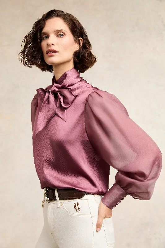 Ariella Blouse (Berry) Feminine Satin Blouse