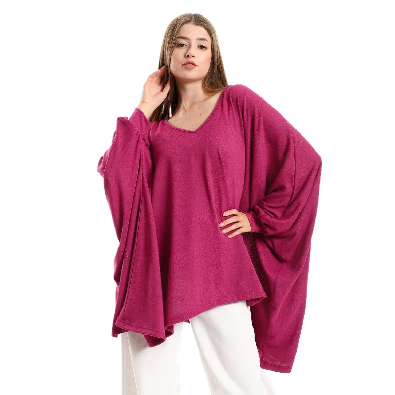 Batwing V Neck Blouse - Kady Double Button Blouse