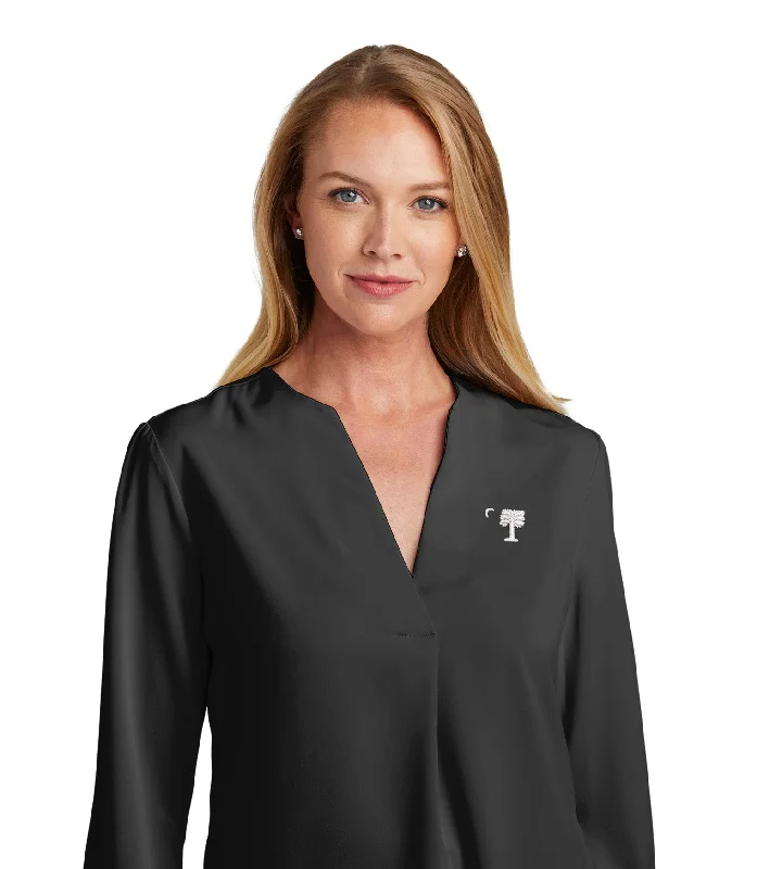 The Citadel Big Red Brooks Brothers® Women’s Open-Neck Satin Blouse Drape Neck Blouse