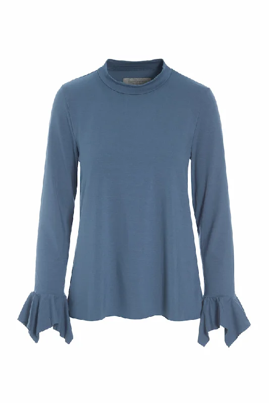 BLOUSE - 96039 - DUSTY BLUE Lightweight Chiffon Blouse