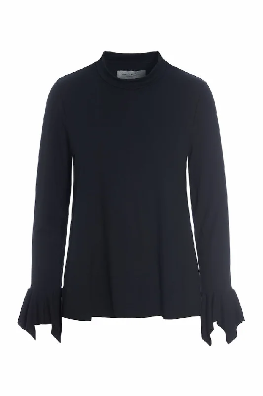 BLOUSE - 96039 - BLACK Elegant Semi-Sheer Blouse