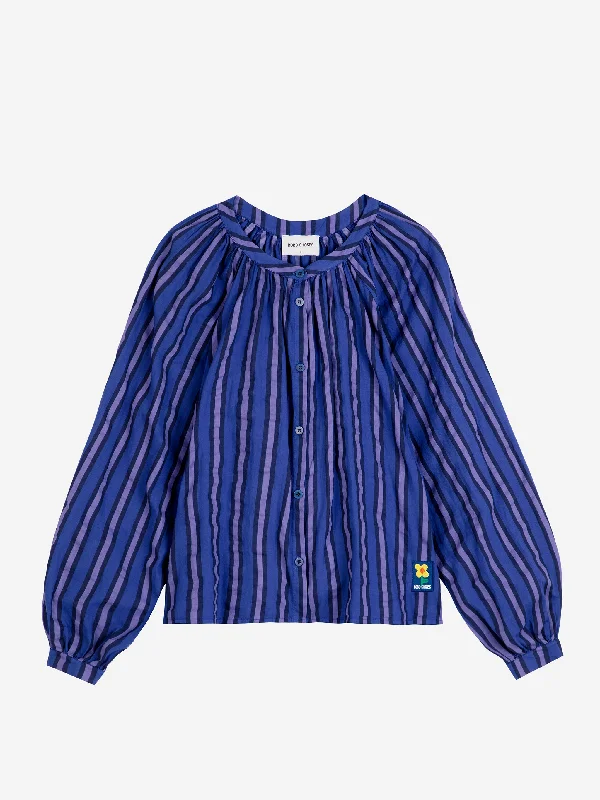 Bobo Choses Multi Striped Puff Sleeve Blouse Multicolour Casual Button Blouse