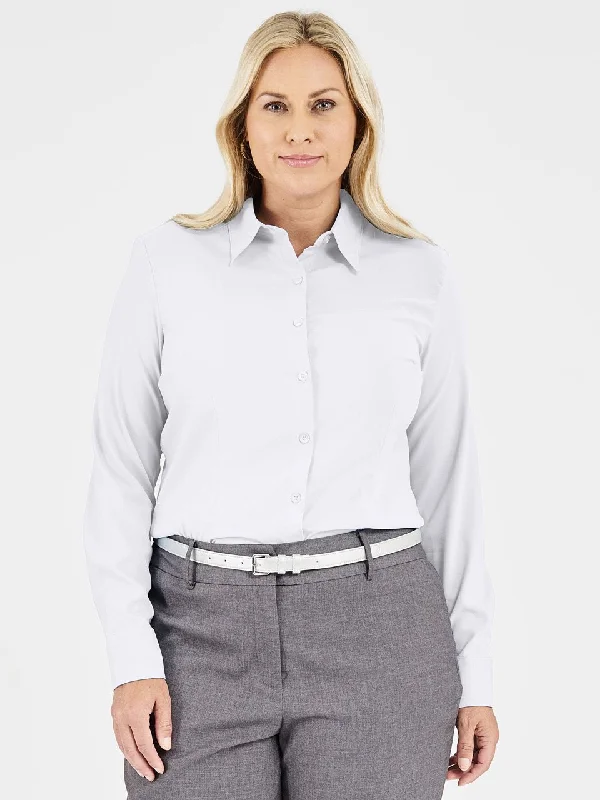 Ladies' Classic Blouse - White Satin Drape Blouse