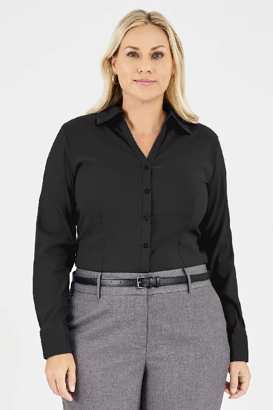 Ladies' Perfect Blouse Long Sleeve - Black Lightweight Tunic Blouse