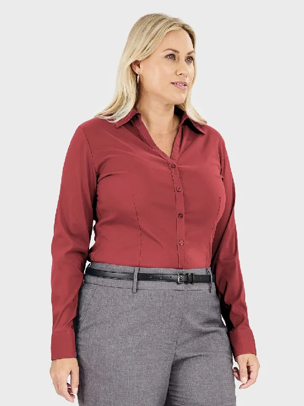 Ladies' Perfect Blouse Long Sleeve - Sunset Red Sleeveless Chiffon Blouse
