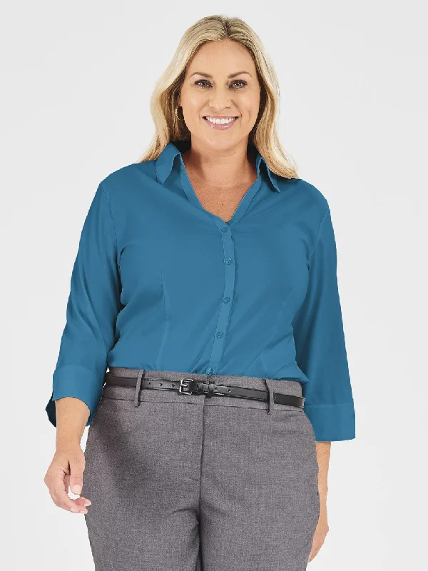 Ladies' Perfect Blouse Three Quarter Sleeve - Aquamarine Soft Pastel Blouse