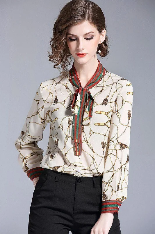 Elegant Chiffon Blouse Vintage Polka Blouse