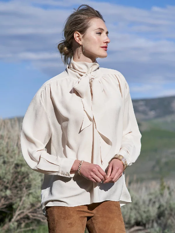 Feena Silk Chiffon Blouse Feminine Ruffle Blouse