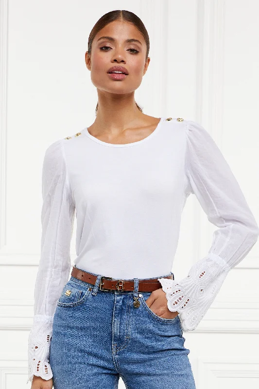 Francesca Jersey Blouse (White) Asymmetric Hem Blouse