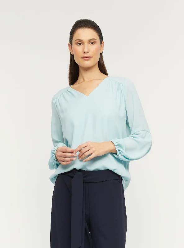 Frea Long Sleeve Blouse Sheer Mesh Blouse