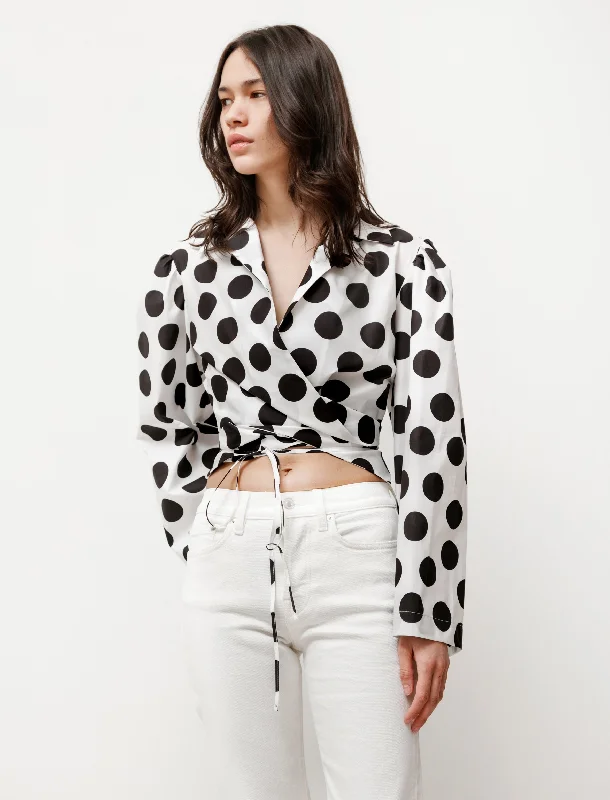 Trumpet Blouse Polka Dot Sleeveless Chiffon Blouse
