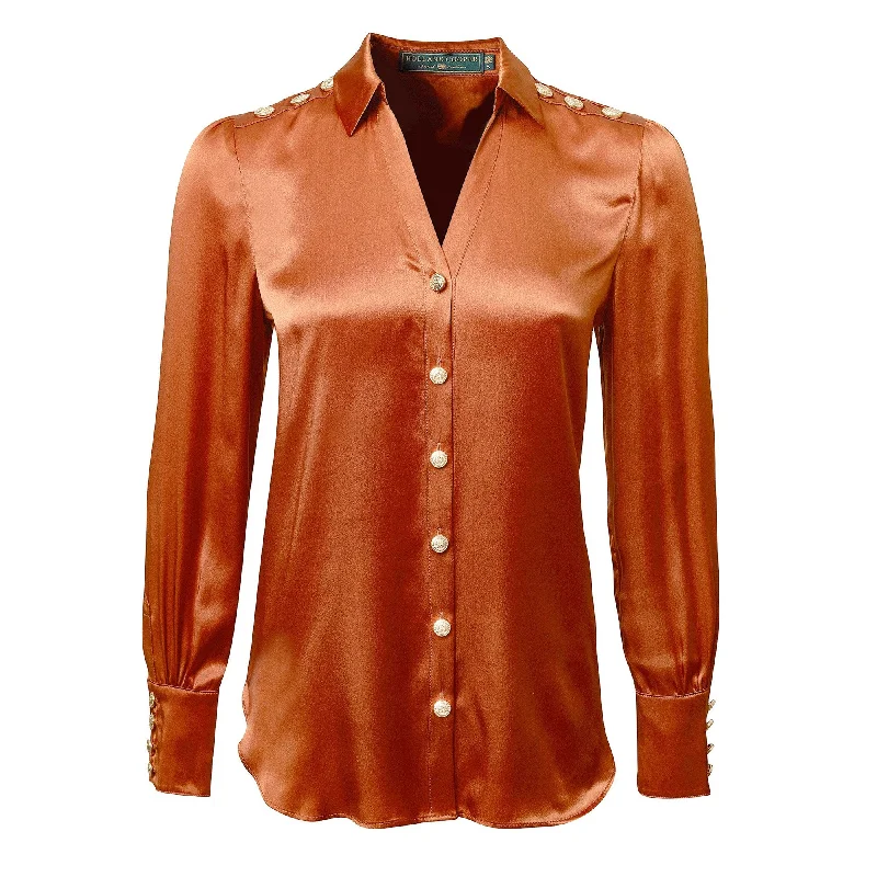 Holland Cooper Ladies Silk V-Neck Blouse Cotton Casual Blouse