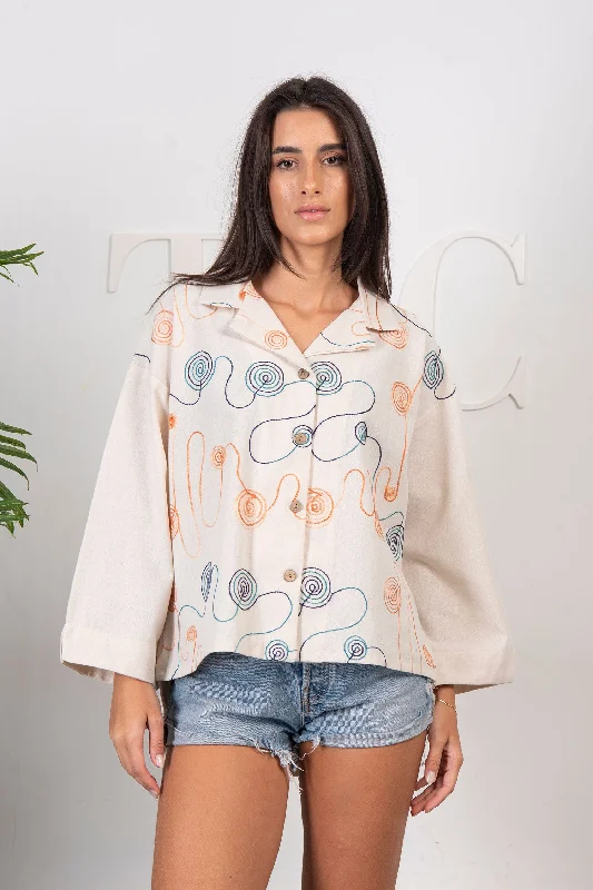 Linen Blouse - Zola Delicate Bow Blouse