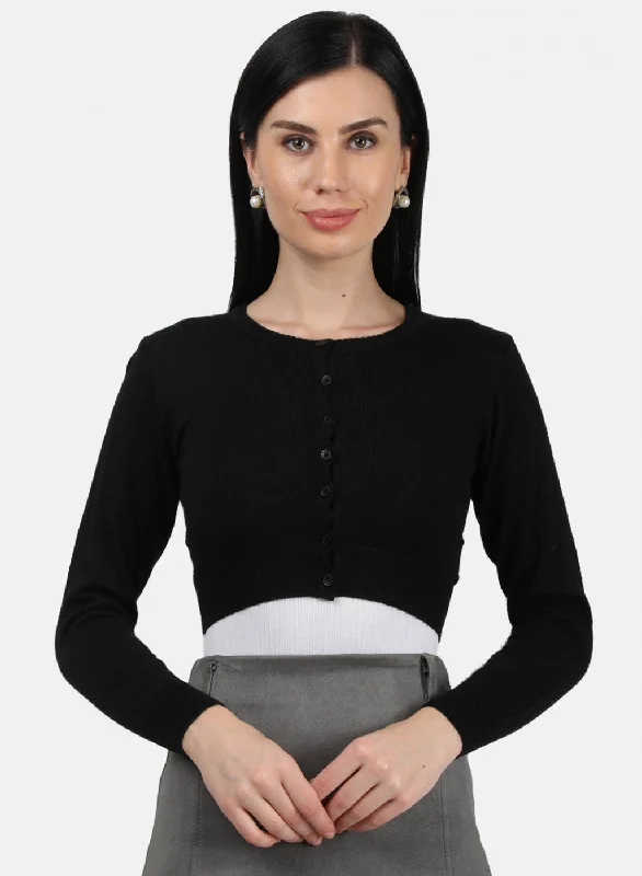 Women Black Solid Blouse Drape Neck Blouse