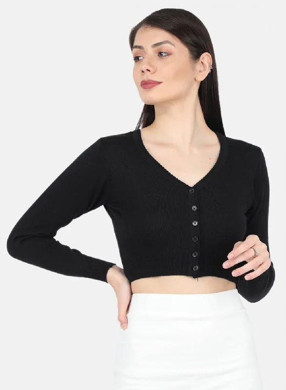 Women Black Solid Blouse Lightweight Chiffon Blouse