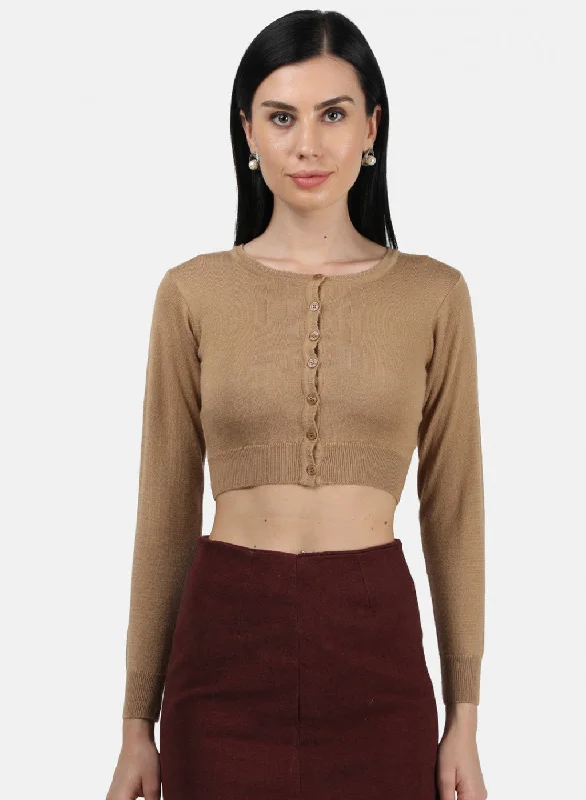 Women Brown Solid Blouse Lightweight Linen Blouse