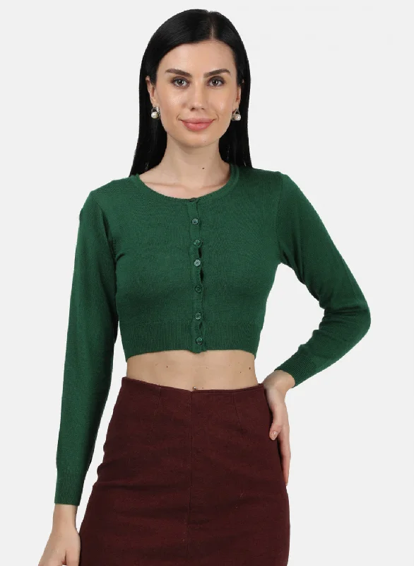 Women Green Solid Blouse Elegant Office Blouse