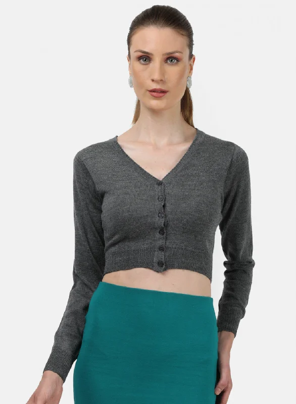 Women Grey Solid Blouse Sweetheart Neck Blouse