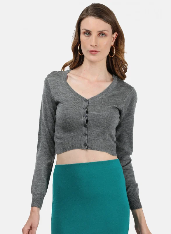 Women Grey Solid Blouse Silky Tunic Blouse