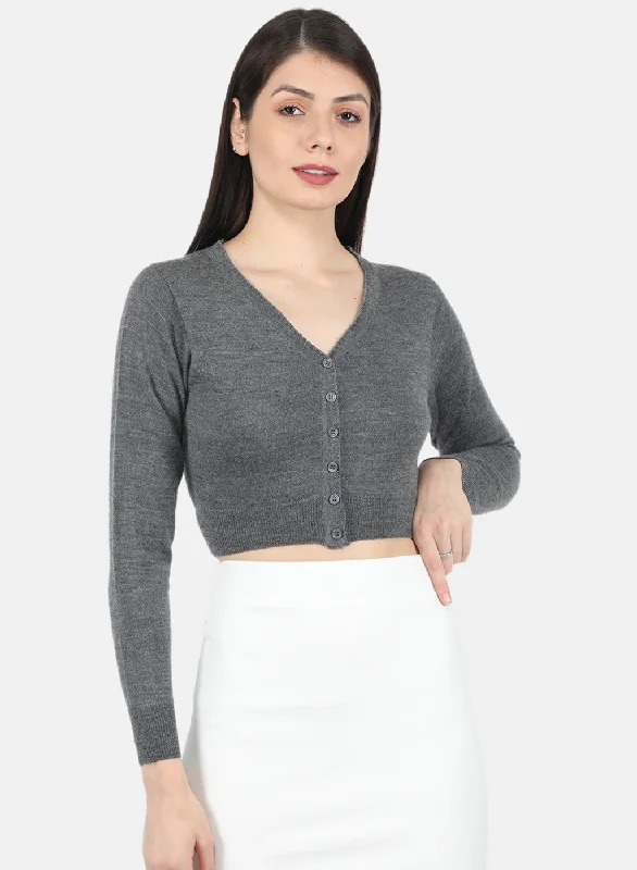 Women Grey Solid Blouse Casual Relaxed Fit Blouse