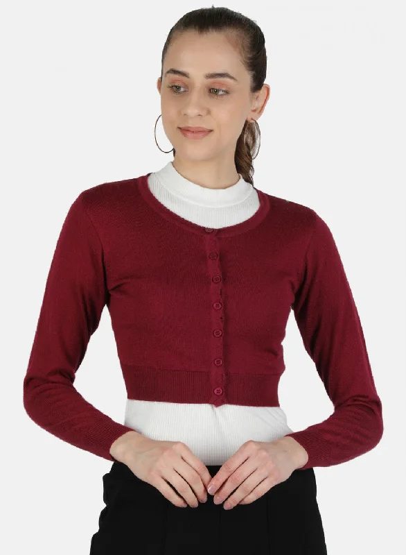 Women Maroon Solid Blouse Lightweight Chiffon Blouse
