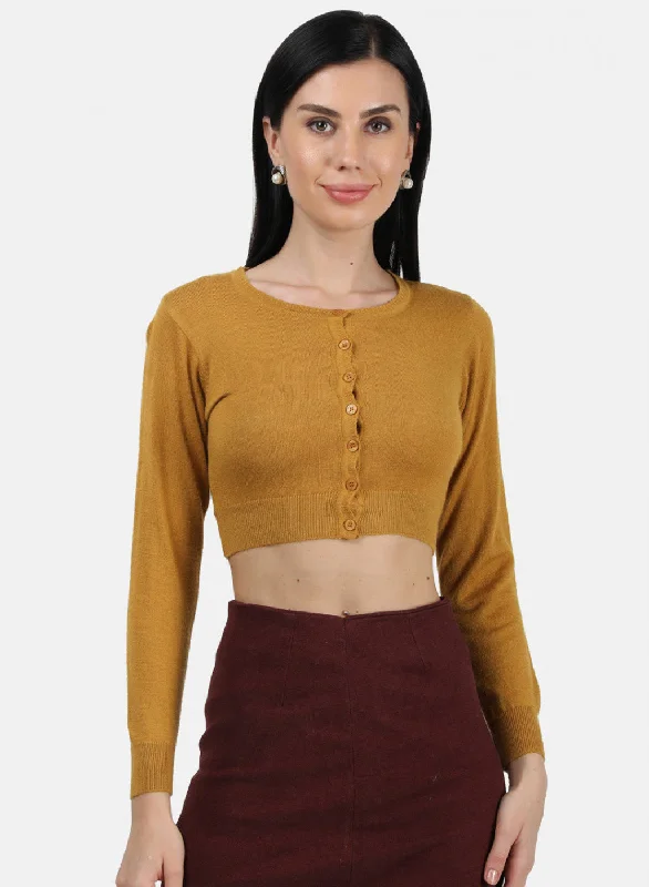 Women Mustard Solid Blouse Polished Work Blouse