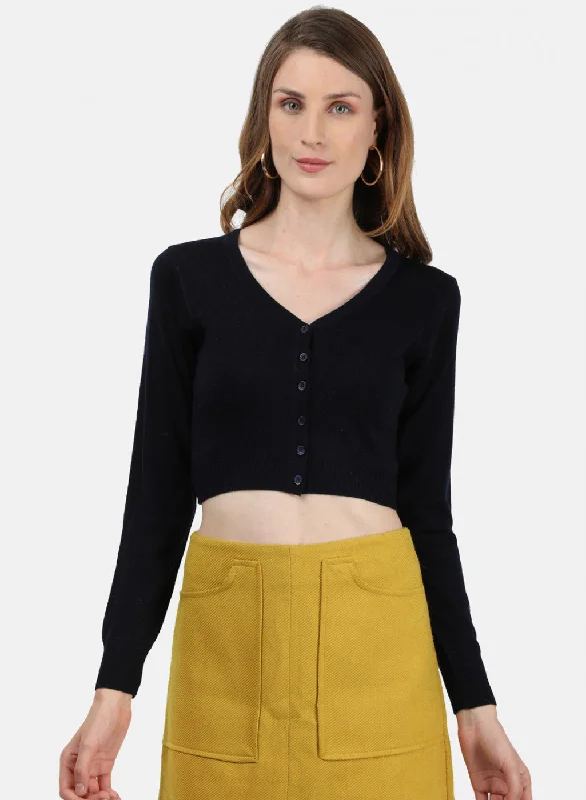 Women NAvy Blue Solid Blouse Elegant Silk Blouse