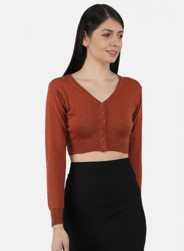 Women Orange Solid Blouse Relaxed Fit Blouse