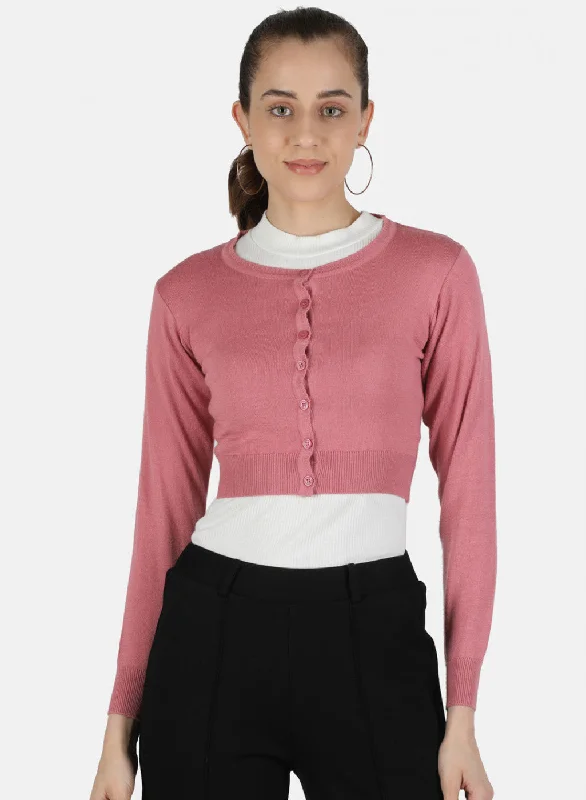 Women Pink Solid Blouse Chic Ruffle Blouse