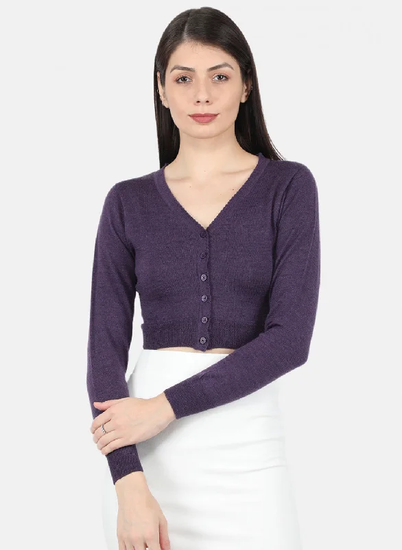 Women Purple Solid Blouse Backless Summer Blouse