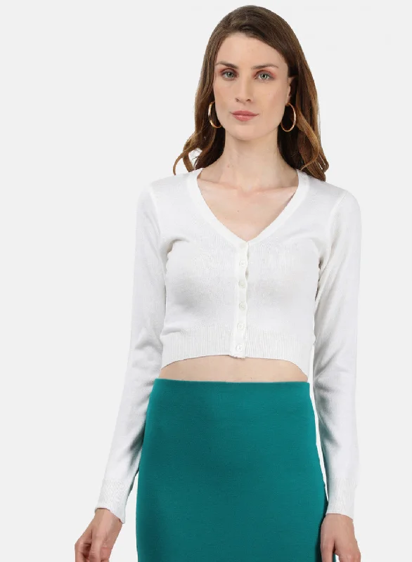 Women White Solid Blouse Playful Puff Blouse