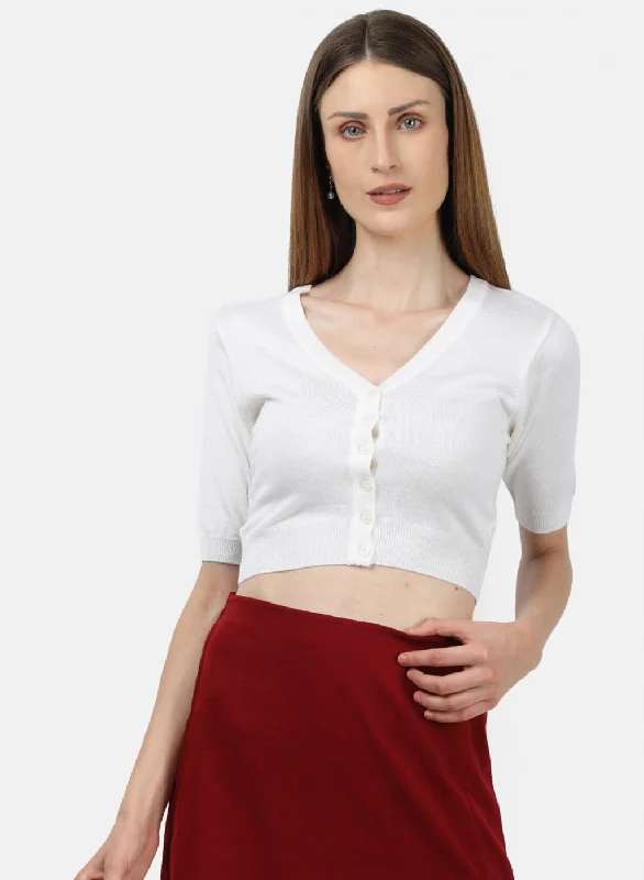 Women White Solid Blouse Subtle Shimmer Blouse