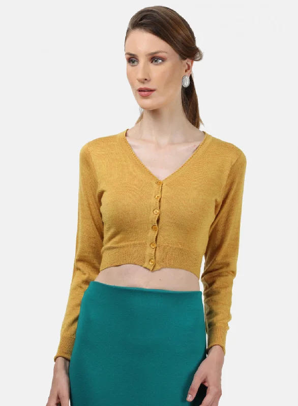 Women Yellow Solid Blouse Delicate Pleat Blouse