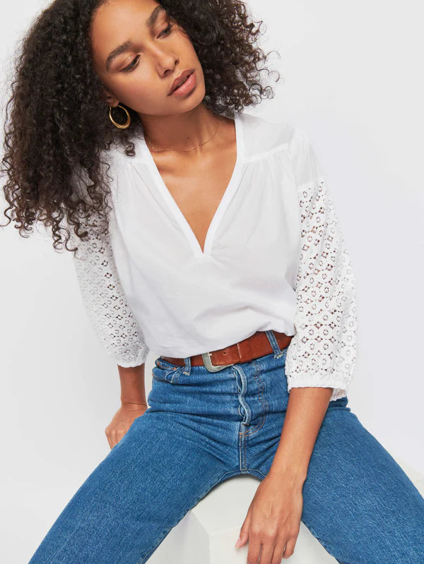 Nation Palo Luxe Bohemian Blouse White Chic Wrap Blouse
