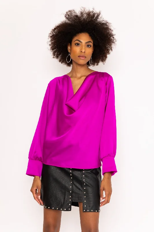 Pink Olivia Long Sleeve Blouse Chic Sleeveless Blouse