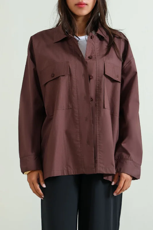 POPLIN SHACKET Drape Neck Blouse