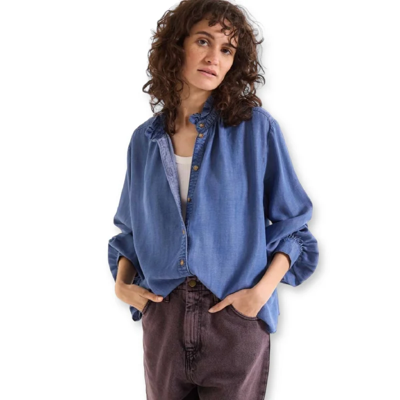 Sacrécoeur Soline Blouse Indigo Lightweight Linen Blouse
