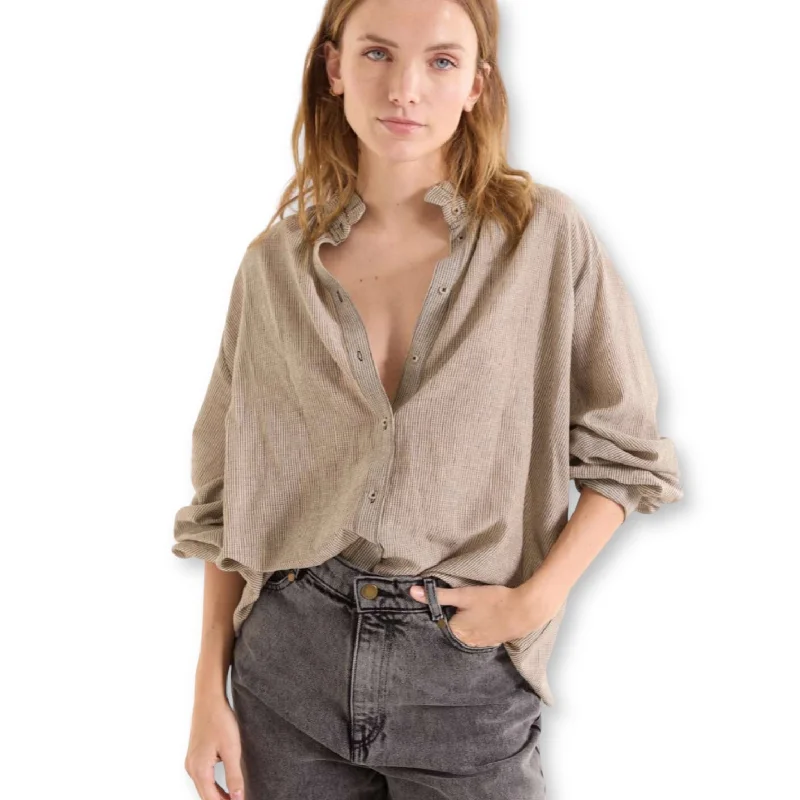 Sacrécoeur Soline Blouse Black Pinstripe Wrap Front Blouse