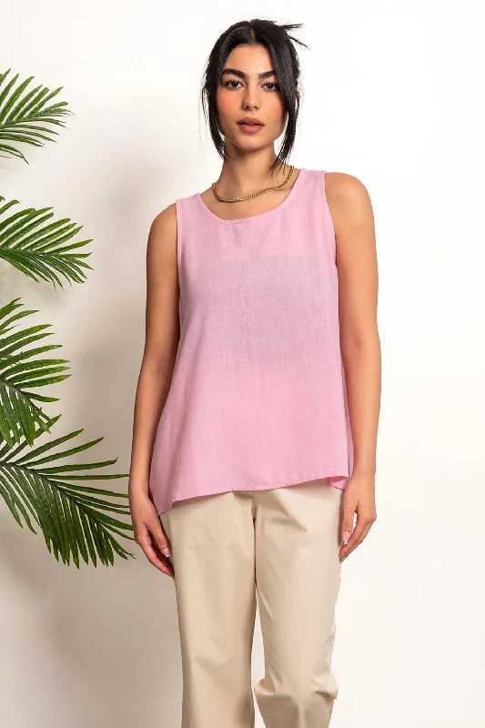 Sleeveless Linen Blouse - Azul Lightweight Tunic Blouse