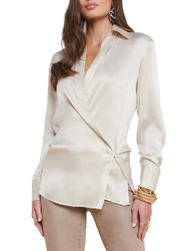 Sora Wrap Front Blouse - L’AGENCE Sleeveless Summer Blouse