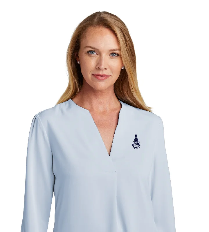 The Citadel,Spike, Brooks Brothers® Women’s Open-Neck Satin Blouse Gathered Detail Blouse