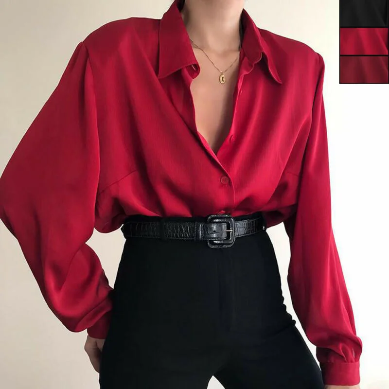 Women Button Blouses Turn Down Collar Shirts Office Lady Long Sleeve Drape Neck Blouse Women Button Blouses Turn Down Collar Shirts Office Lady Long Sleeve Drape Neck Blouse