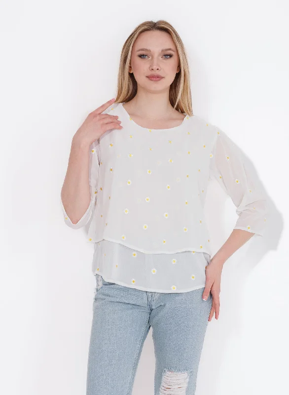 Women Fashion Blouse (51) - Kava Mandarin Collar Blouse