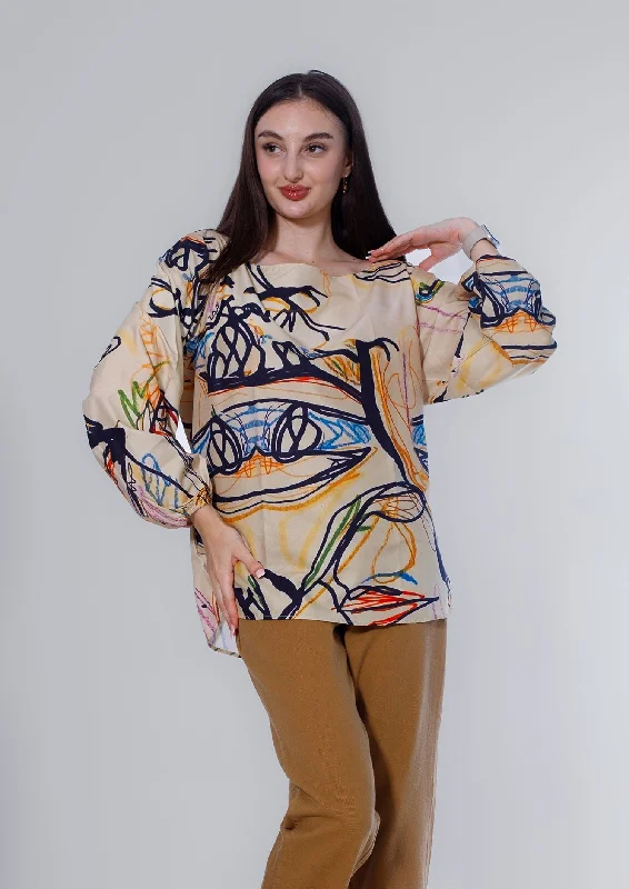 Soft Fabric Blouse (62) - Kava Backless Summer Blouse