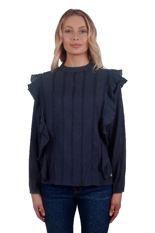 Wrangler - Ladies Vannessa Long Sleeve Blouse Textured Cotton Blouse