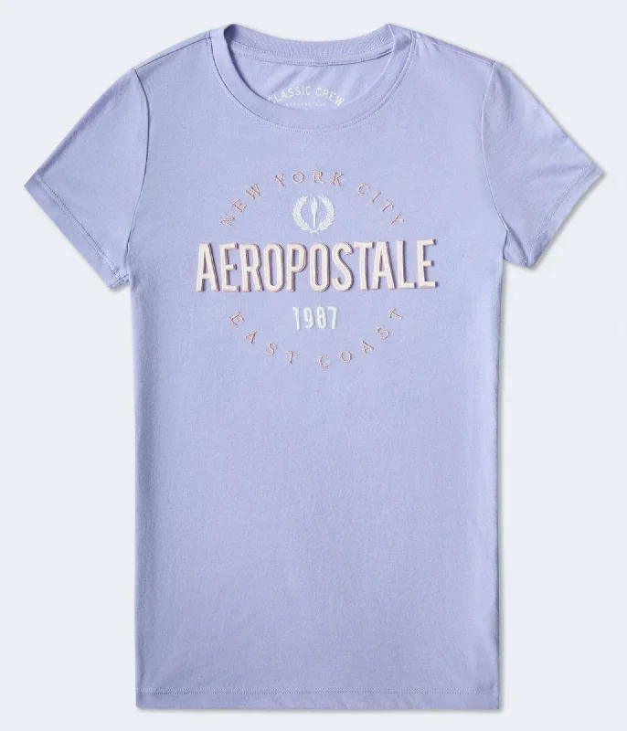 Aeropostale East Coast Appliqué Graphic Tee Mesh Canvas Denim