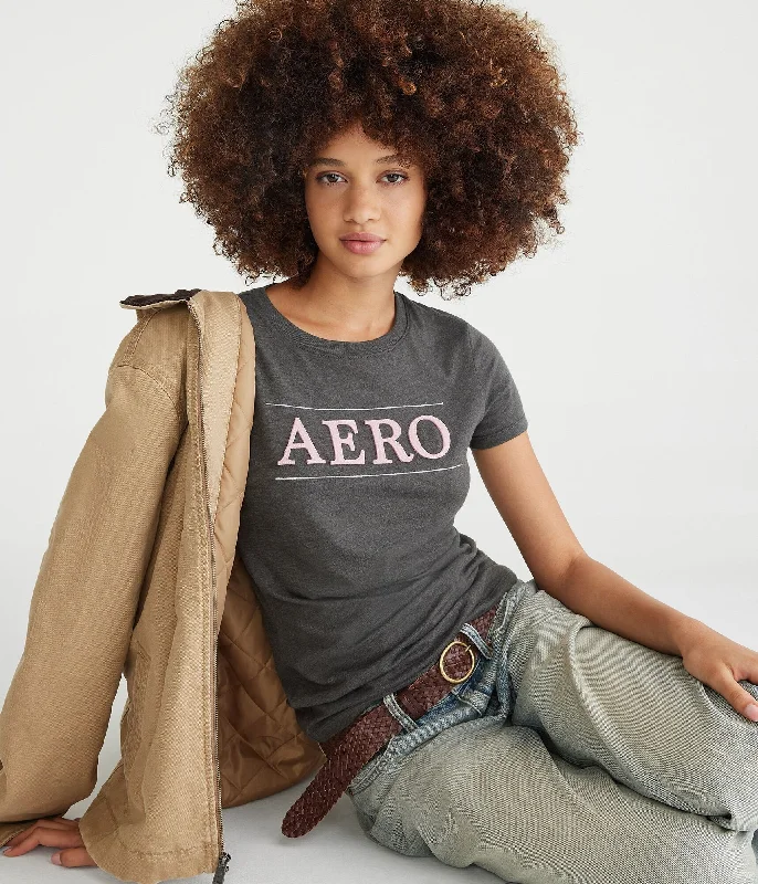Aeropostale Logo Appliqué Graphic Tee Mesh Blend Leather Blend Suede Blend