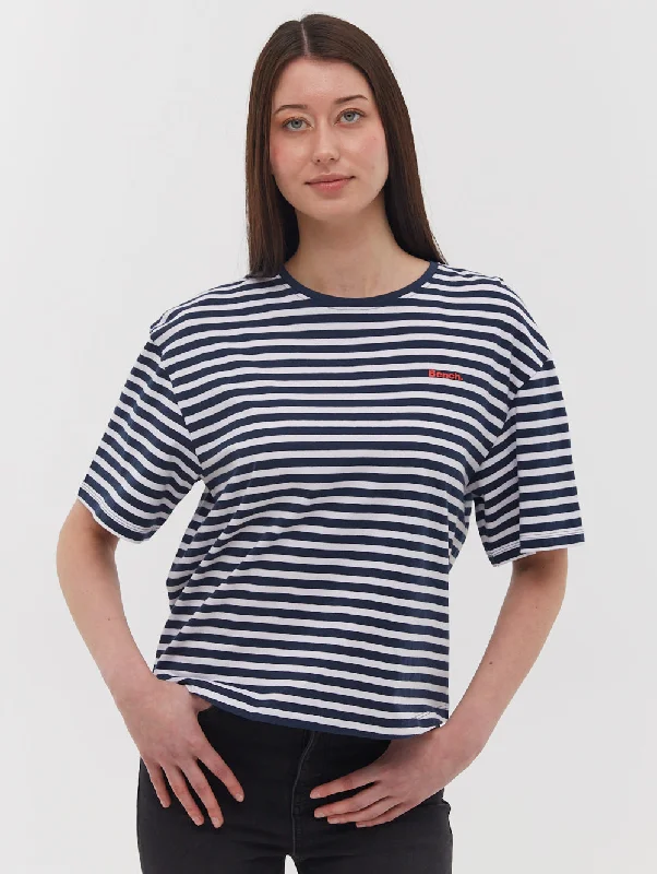 Aife Oversize Stripe T-Shirt Solid Print Embellished