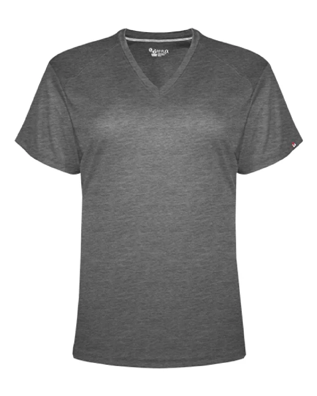 FitFlex Women's Performance V-Neck T-Shirt Asymmetrical Pockets Print