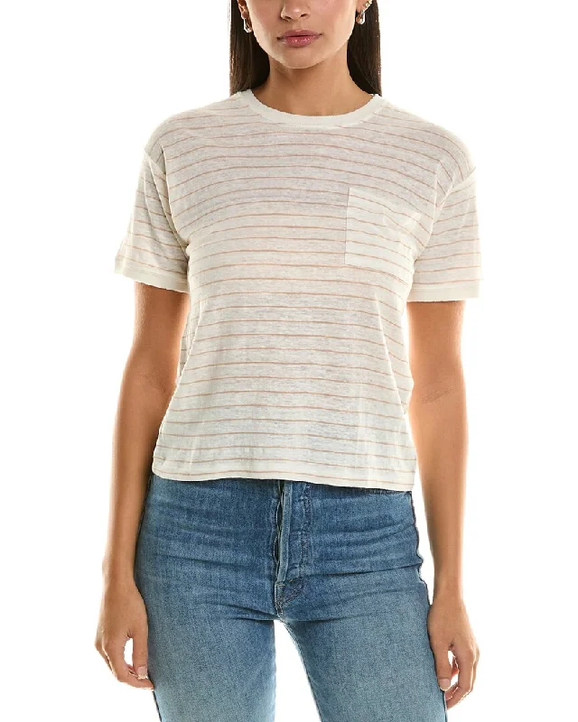 FRAME Denim Pocket Linen T-Shirt Collared Crew Neck Turtle Neck